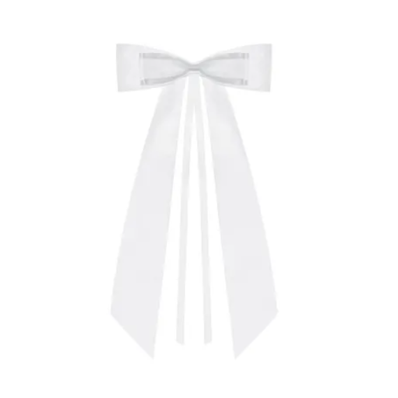 Kokardy z muszką na samochód, biały, 14cm