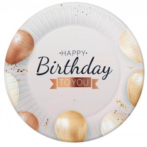 Talerzyki papierowe Happy Birthday, 18 cm