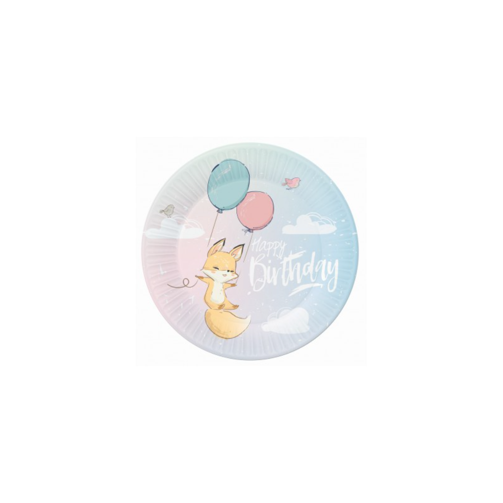 Talerzyki papierowe Happy Birthday, 23cm