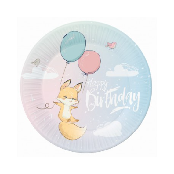 Talerzyki papierowe Happy Birthday, 23cm