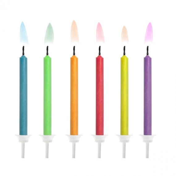 Świeczki urodzinowe Kolorowe Płomienie, mix kolorów