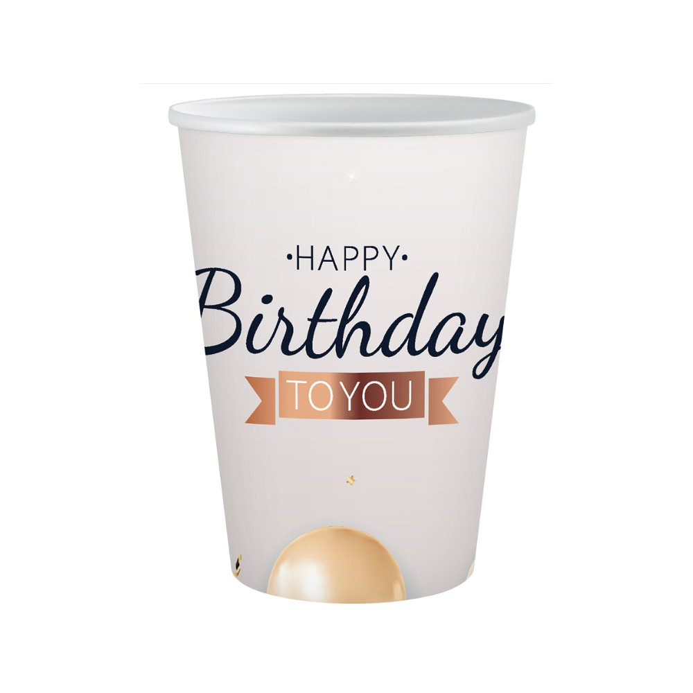 Kubeczki papierowe Happy Birthday, 250 ml