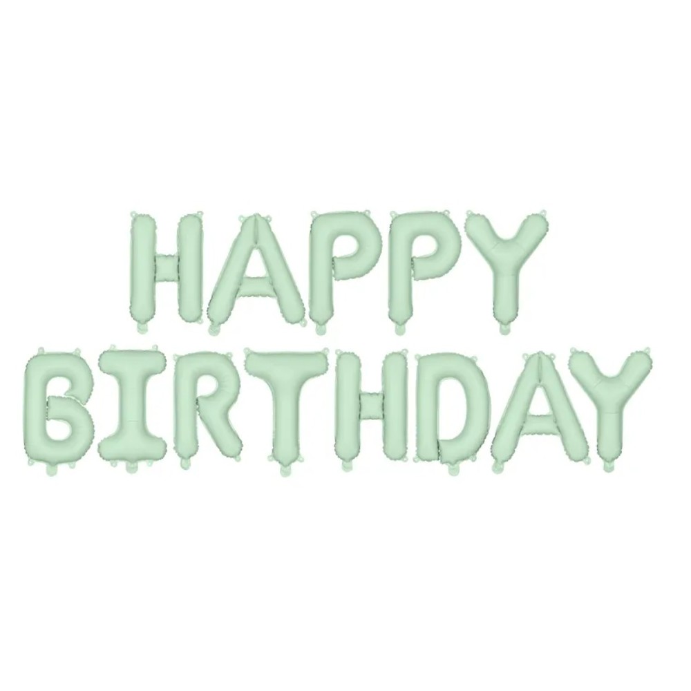 Balon foliowy Happy Birthday, 340x35cm, zieleń