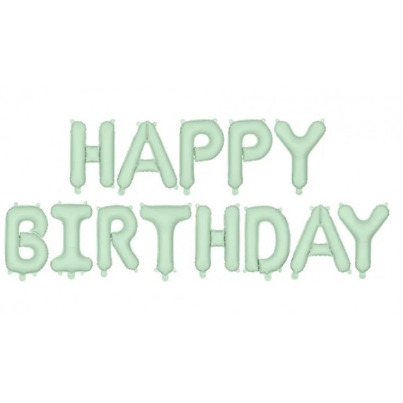 Balon foliowy Happy Birthday, 340x35cm, zieleń