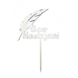 Topper drewniany, Super Nauczyciel, 20 cm
