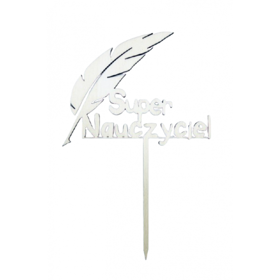Topper drewniany, Super Nauczyciel, 20 cm