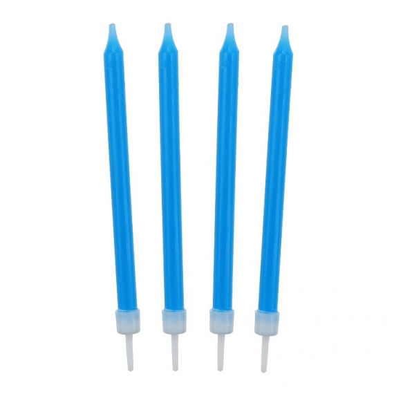 Świeczki urodzinowe gładkie, niebieski, 8,6cm