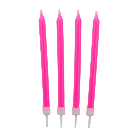 Świeczki urodzinowe gładkie, różowe, 8,6cm