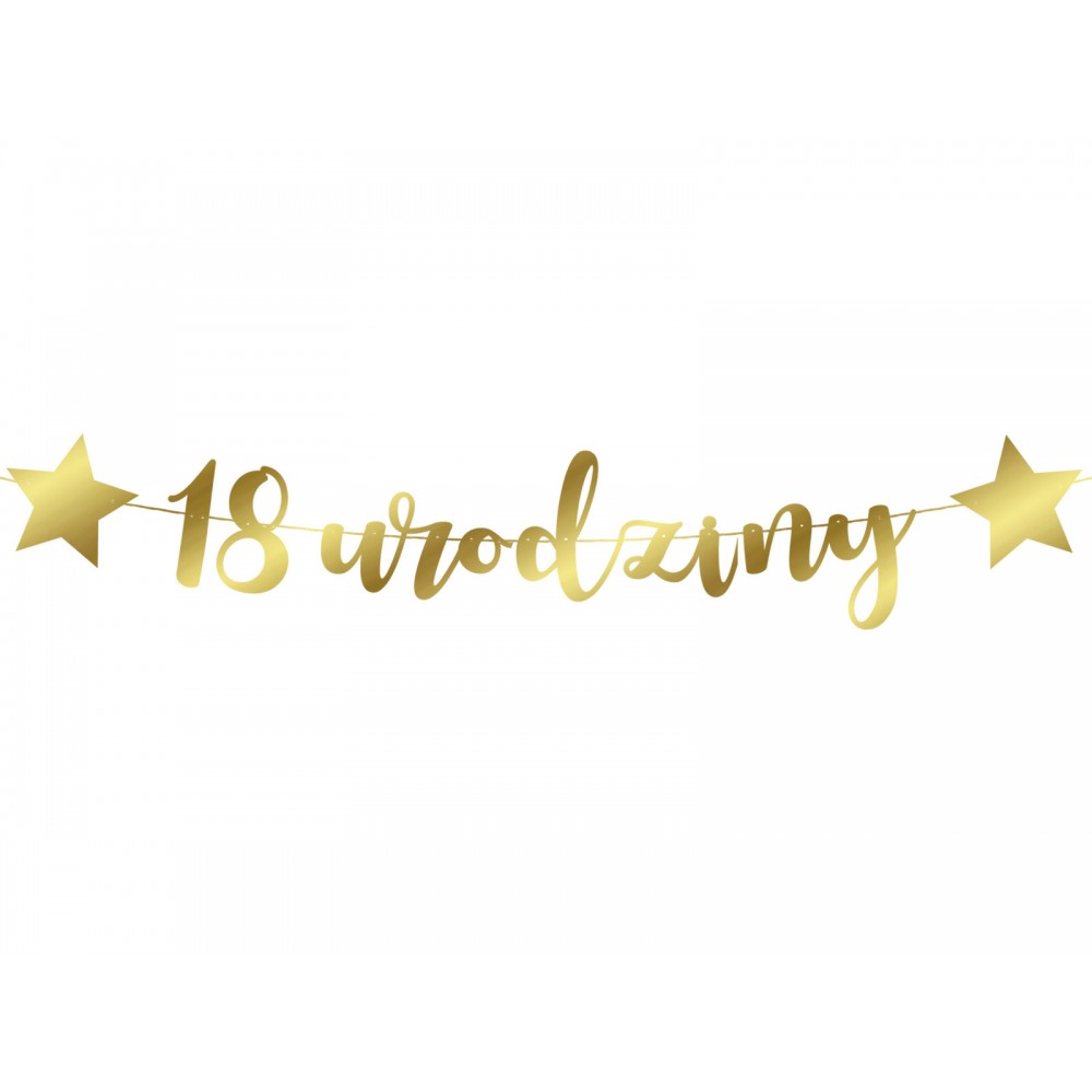 Baner 18 urodziny z gwiazdkami złoty