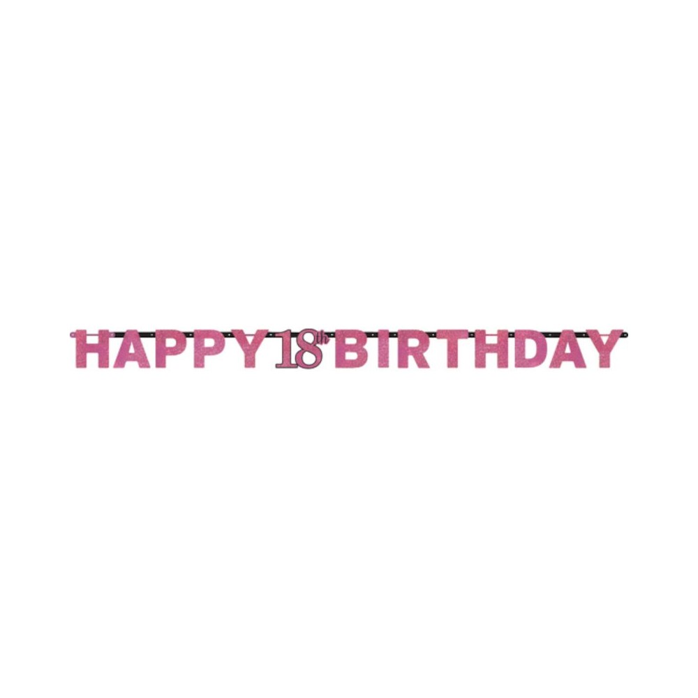 Różowa girlanda "Happy 18th Birthday"