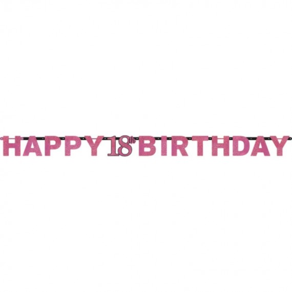 Różowa girlanda "Happy 18th Birthday"