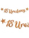 Baner 18 urodziny z gwiazdkami różowozłoty