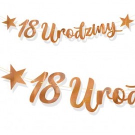 Baner 18 urodziny z gwiazdkami różowozłoty
