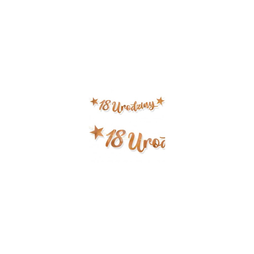 Baner 18 urodziny z gwiazdkami różowozłoty
