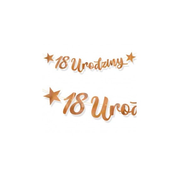 Baner 18 urodziny z gwiazdkami różowozłoty
