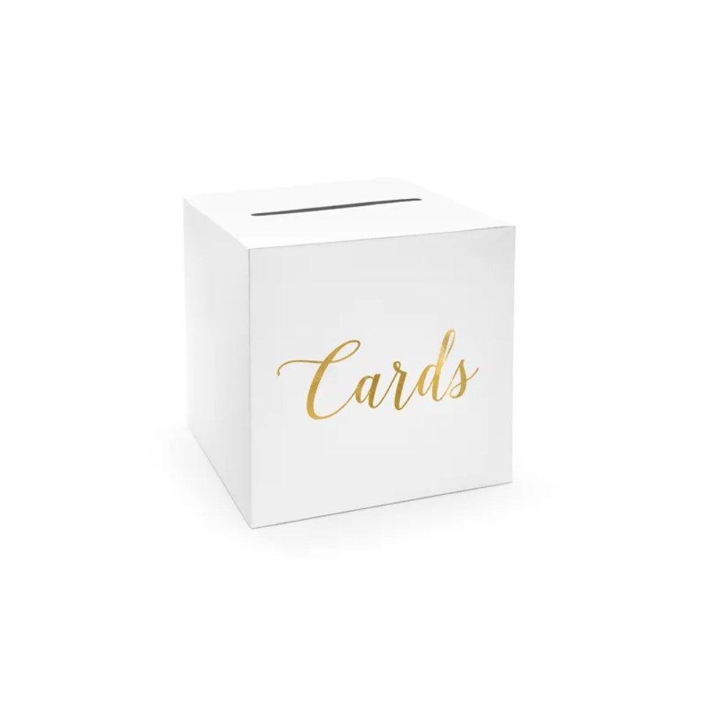 Pudełko na koperty - Cards, złoty, 24x24x24cm