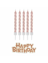 Świeczki urodzinowe Happy Birthday, różowo-złote, 16 szt.
