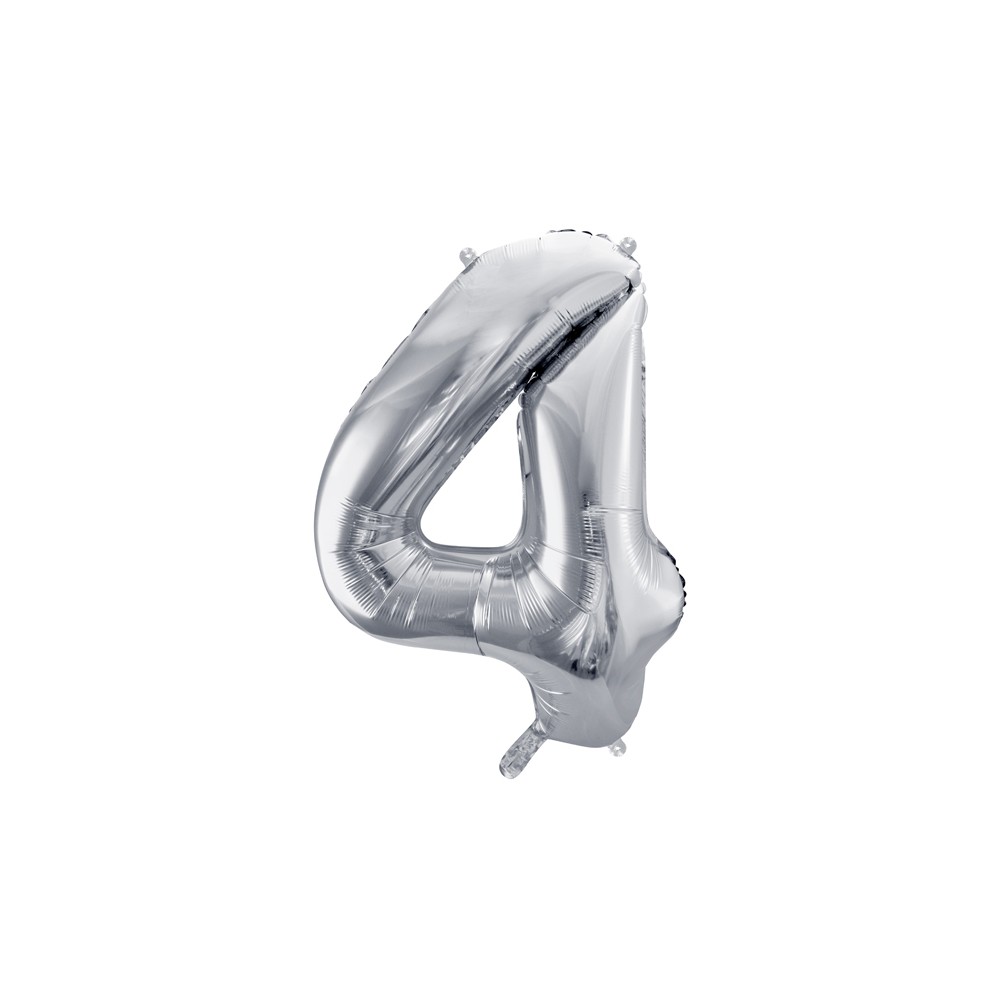 Balon foliowy Cyfra ''4'', 86cm srebrny