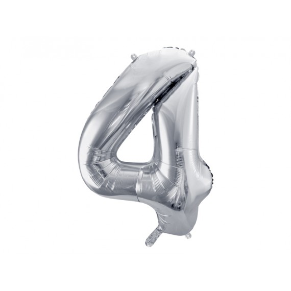 Balon foliowy Cyfra ''4'', 86cm srebrny
