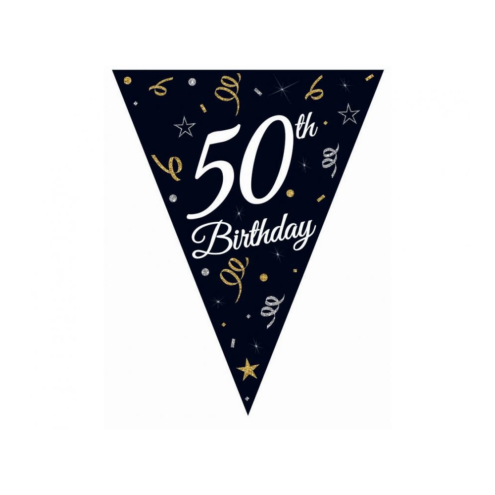 Girlanda papierowa z flagami "50", 28x270 cm