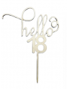Topper na tort hello 18 - drewniany
