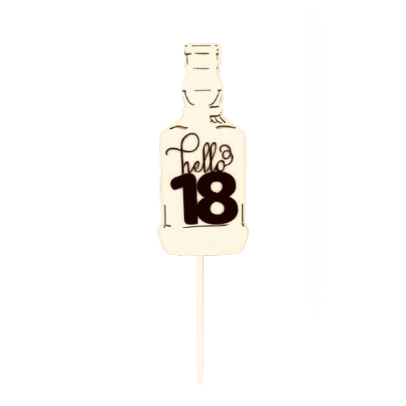 Topper na tort hello 18 whisky - drewniany