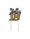 Topper papierowy brokatowy na tort hello 18