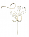 Topper na tort hello 30 - drewniany