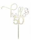 Topper na tort hello 50, drewniany