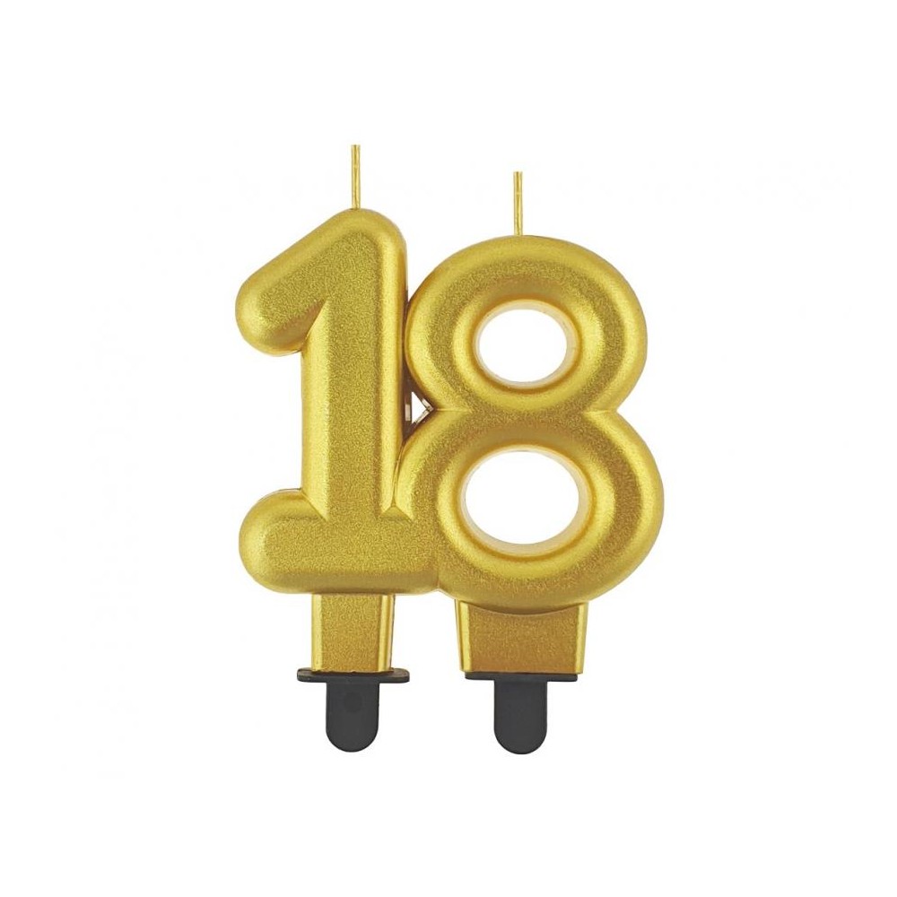 Świeczka cyferka 18, metalik złota