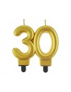 Świeczka cyferka 30, metalik złota