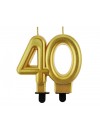 Świeczka cyferka 40, metalik złota