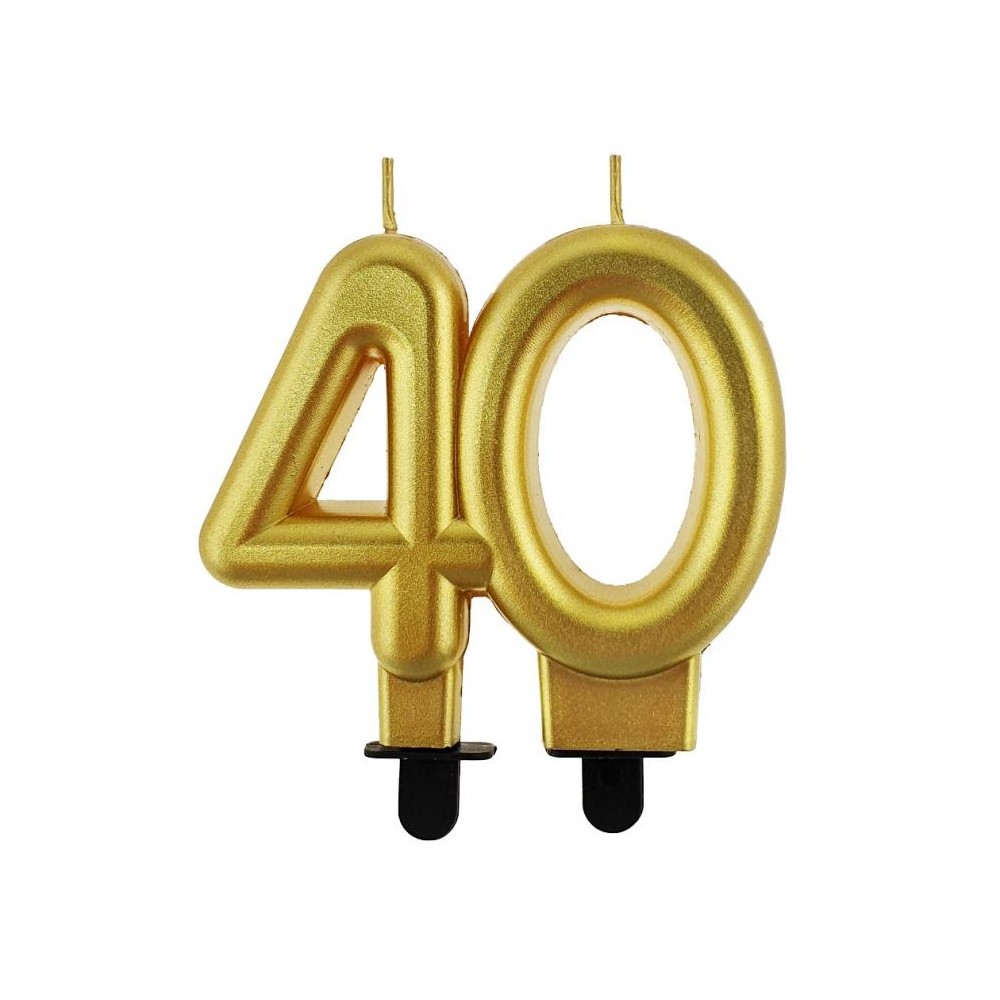 Świeczka cyferka 40, metalik złota