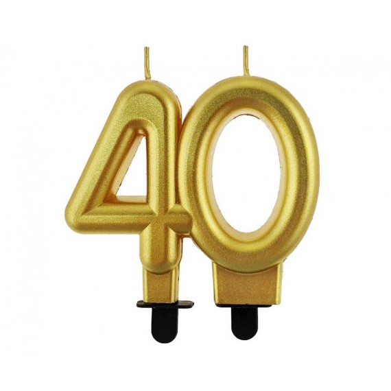 Świeczka cyferka 40, metalik złota