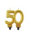Świeczka cyferka 50, metalik złota