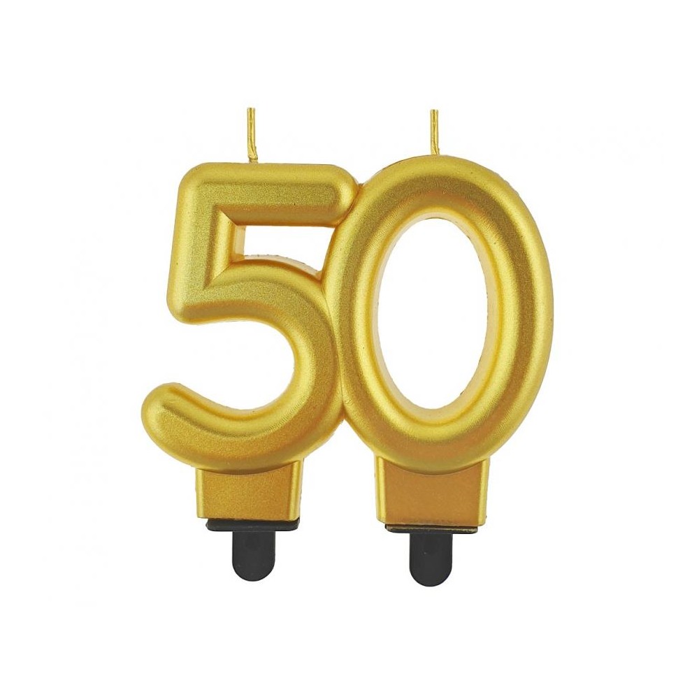 Świeczka cyferka 50, metalik złota
