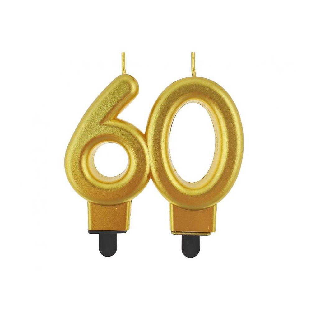 Świeczka cyferka 60, metalik złota