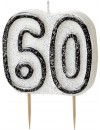 Świeczka cyferka 60, brokatowa czarna