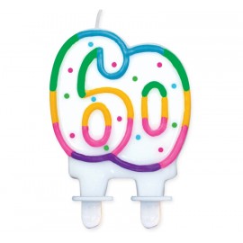 Świeczka cyferka 60, kropki