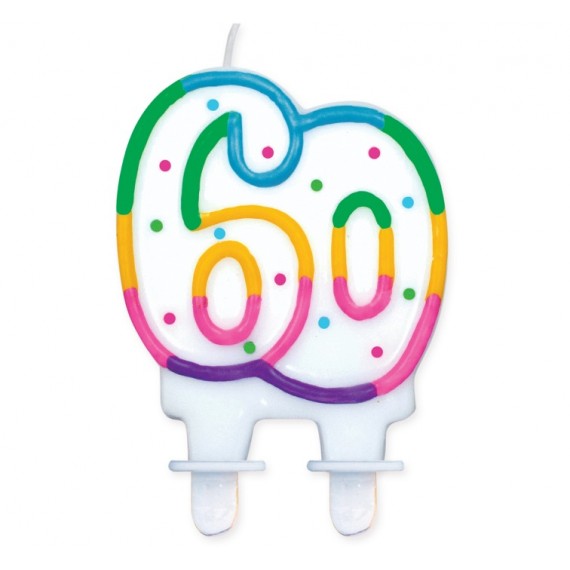 Świeczka cyferka 60, kropki