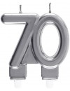 Świeczka cyferka 70, srebrna