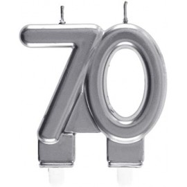 Świeczka cyferka 70, srebrna