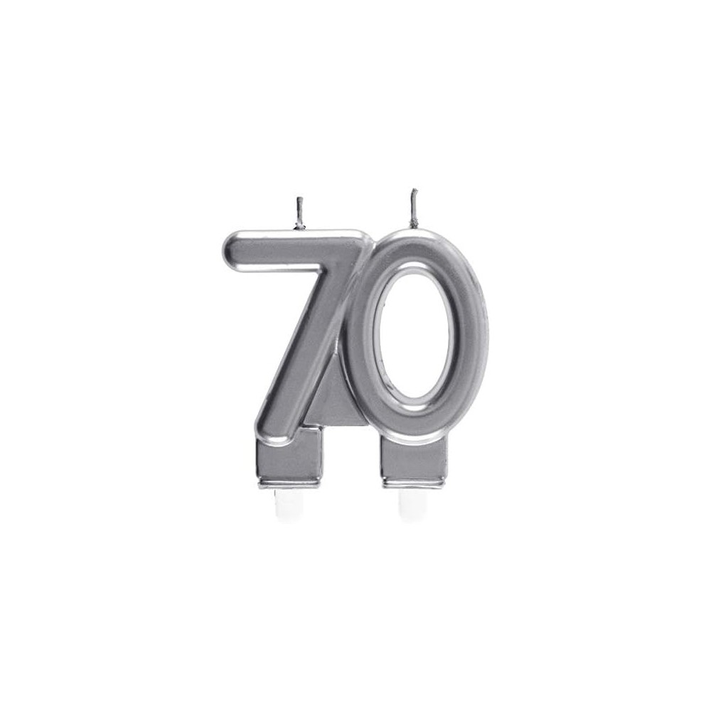 Świeczka cyferka 70, srebrna