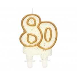 Świeczka cyferka 80, złota