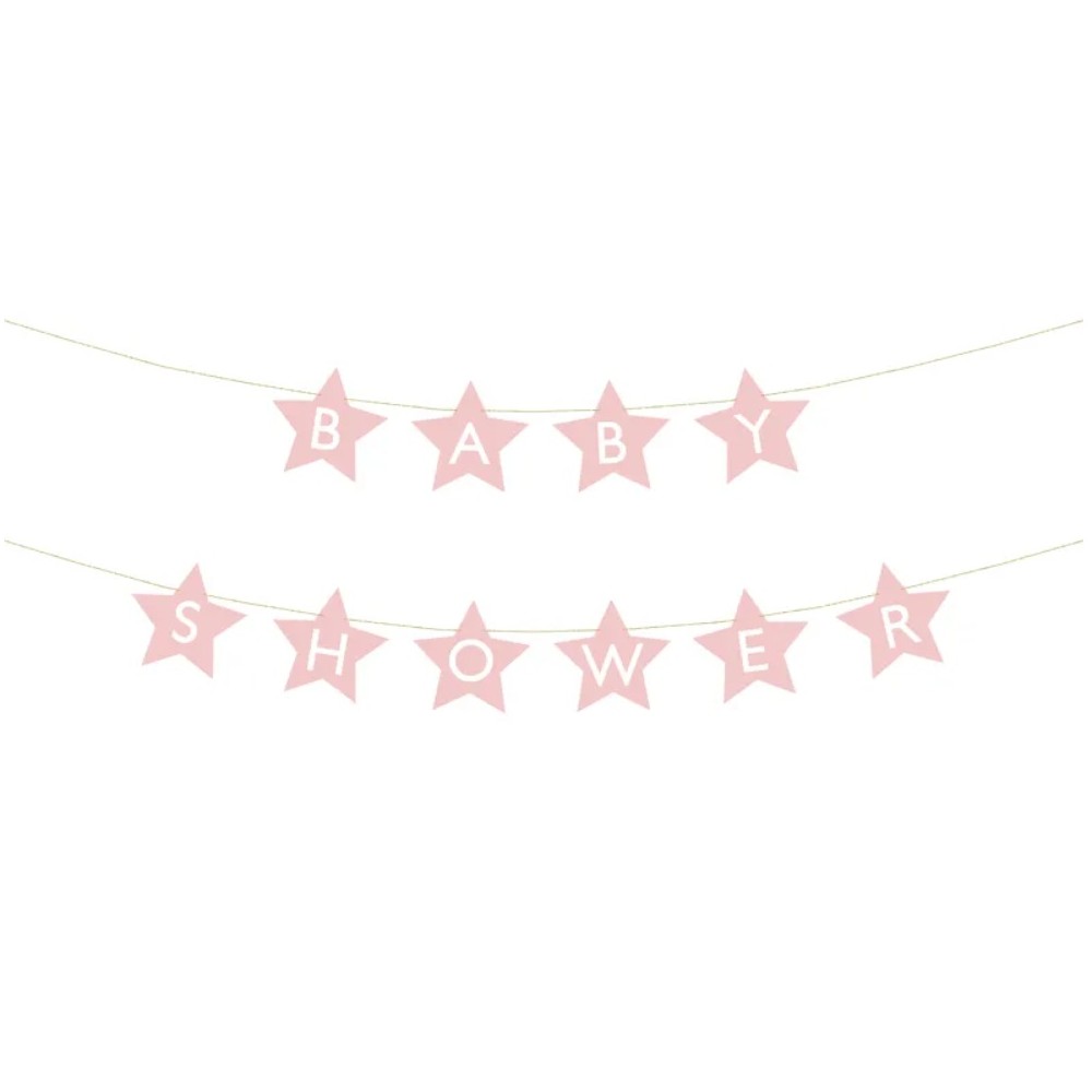 Baner Baby shower, 290x16.5 cm, jasny różowy