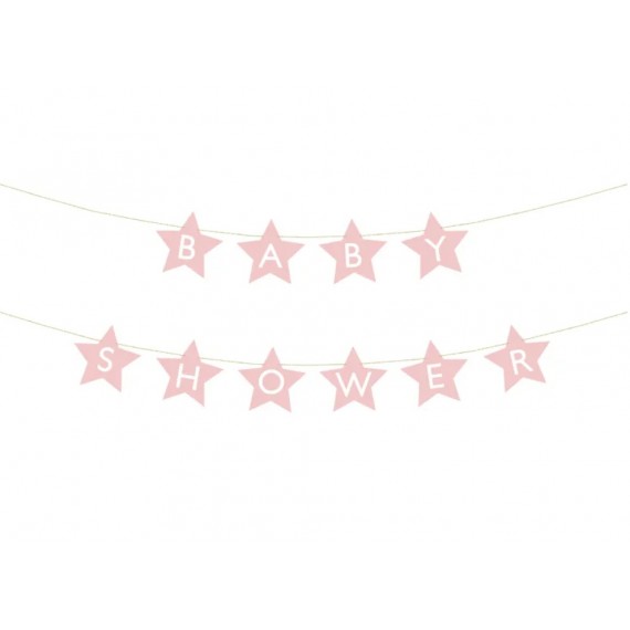 Baner Baby shower, 290x16.5 cm, jasny różowy