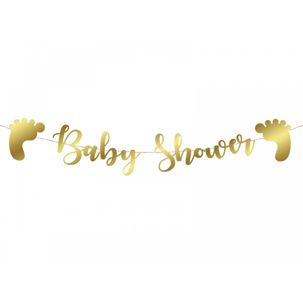 Baner z napisem Baby Shower złoty - 110 cm