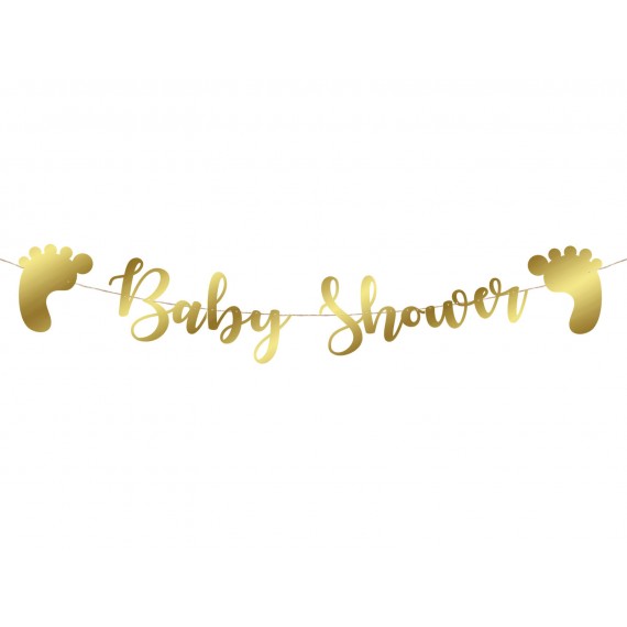 Baner z napisem Baby Shower złoty - 110 cm