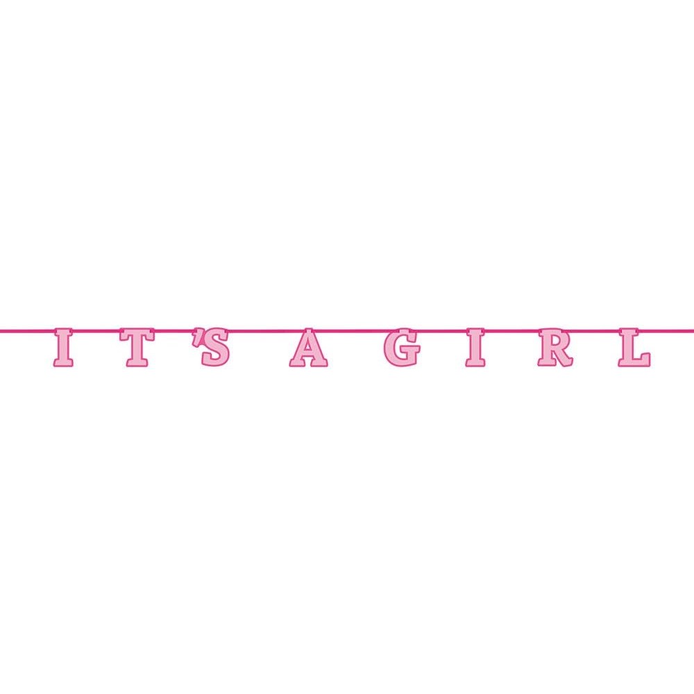 Baner It's a girl, 213 cm, różowy