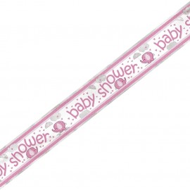 Taśma, Baner baby shower, 365 cm, różowy
